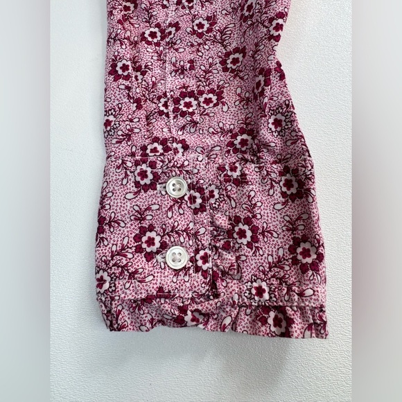 J. Crew 100% Indian Cotton Floral Pin Tuck Ruffle Blouse Womens Medium - Picture 8 of 16